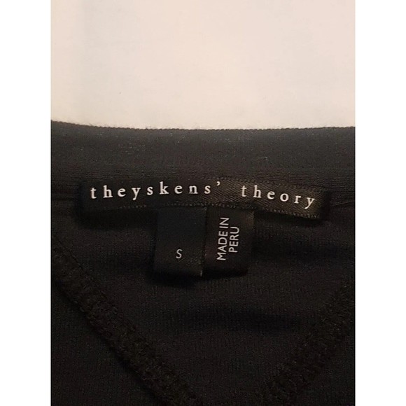 Theysken's Theory Dress Womens Sz Small Black Open back Pima Cotton Short Sleeve - Picture 8 of 12